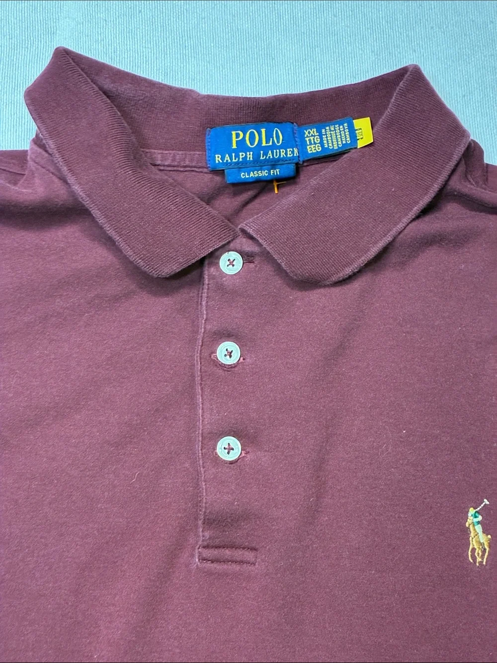 Polo by Ralph Lauren Men's Maroon Polo with Gold Pony